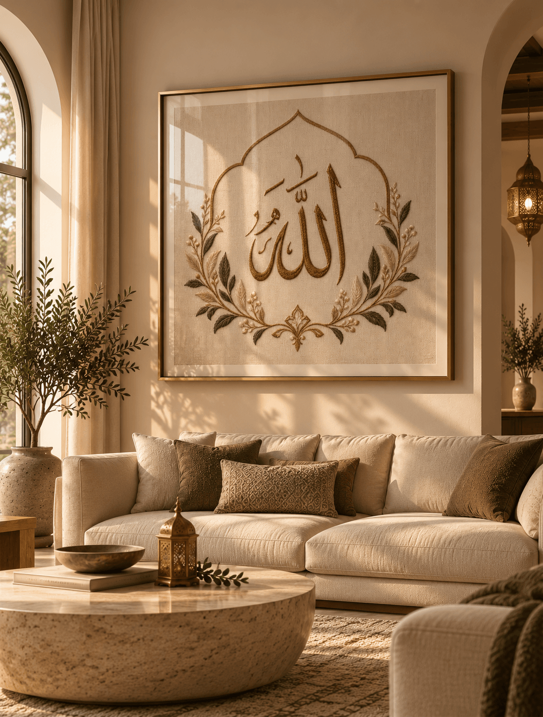 Elegant Allah Calligraphy Embroidery Wall Art