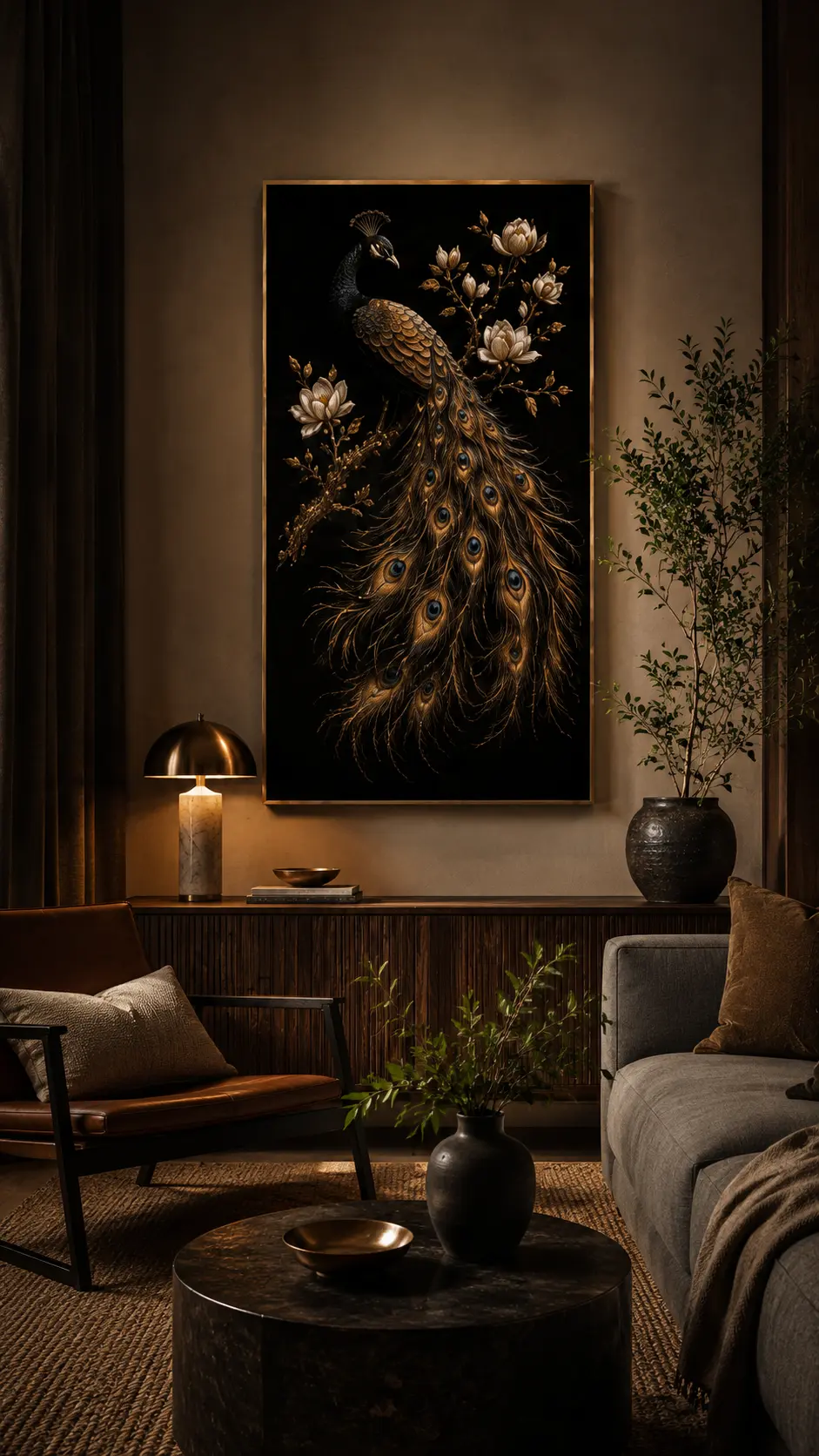 Luxury embroidery wall art in a refined interior